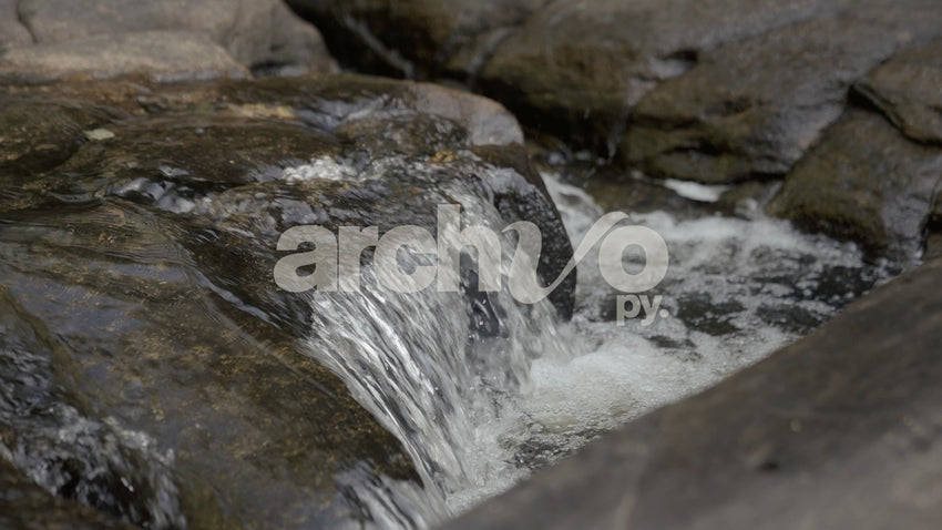 Corriente de agua en un arroyo en Concepción, plano fijo cámara lenta